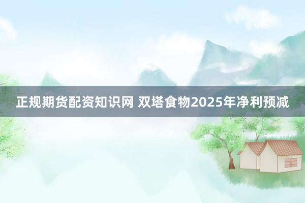 正规期货配资知识网 双塔食物2025年净利预减