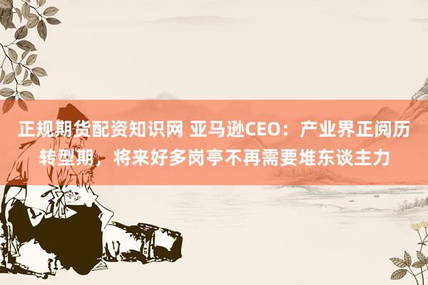正规期货配资知识网 亚马逊CEO：产业界正阅历转型期，将来好多岗亭不再需要堆东谈主力
