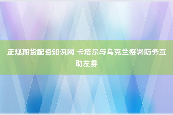 正规期货配资知识网 卡塔尔与乌克兰签署防务互助左券