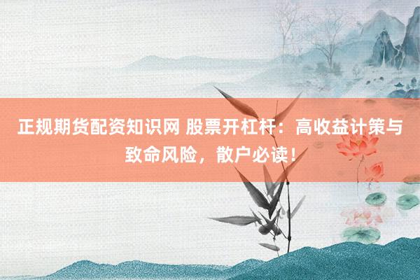 正规期货配资知识网 股票开杠杆：高收益计策与致命风险，散户必读！